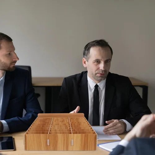 Miniatura 4 de Ciieeo Organizador de escritorio de madera, caja de almacenamiento para teléfono, 30 rejillas, compartimento para el aula, organizador de escritorio