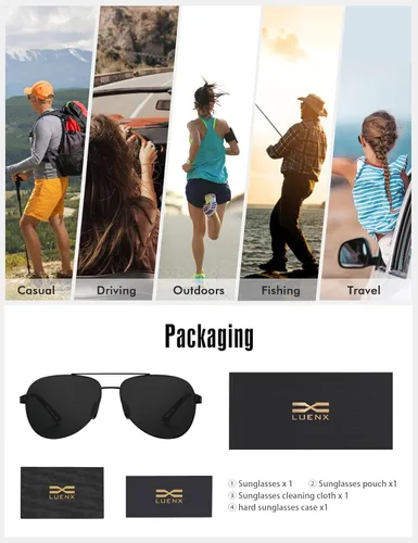 Miniatura 6 de LUENX - Lentes de sol polarizadas con protección UV 400 para hombre y mujer, incluye funda
