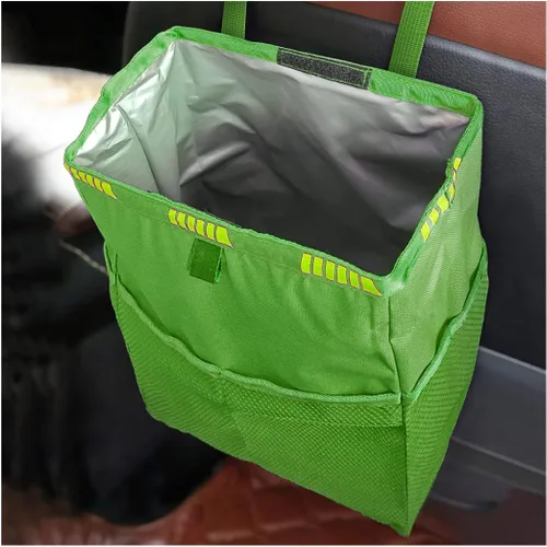 Fekey&JF Bote de basura colgante para automóvil con bolsillos de almacenamiento, bolsa de basura Oxford impermeable a prueba de fugas, organizador