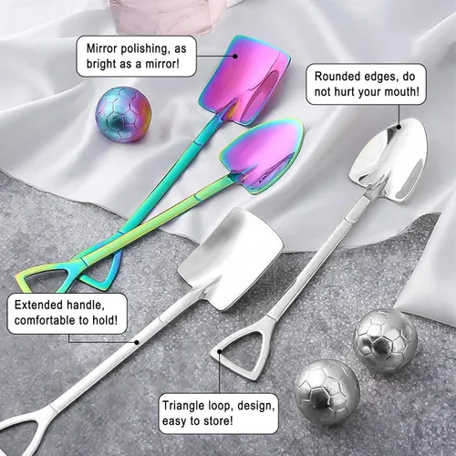 Miniatura 2 de 10 cucharas de pala de acero inoxidable, cucharas de postre reutilizables para café, té, helado, fruta y azúcar pastel
