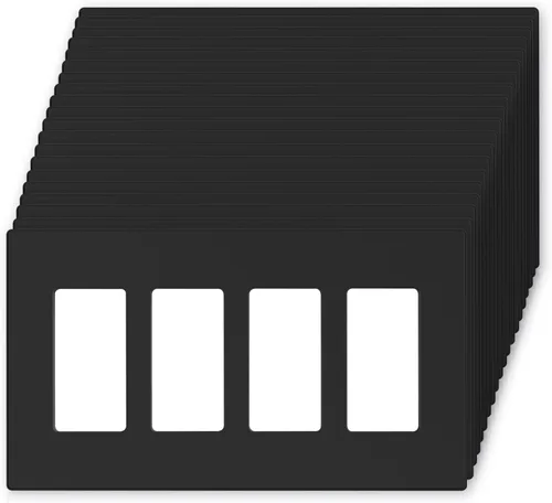 Miniatura 24 de ELEGRP Placas de pared decorativas sin tornillos de 2 posiciones, placas de cubierta de tamaño mediano, cubierta de placa frontal termoplástica Negro
