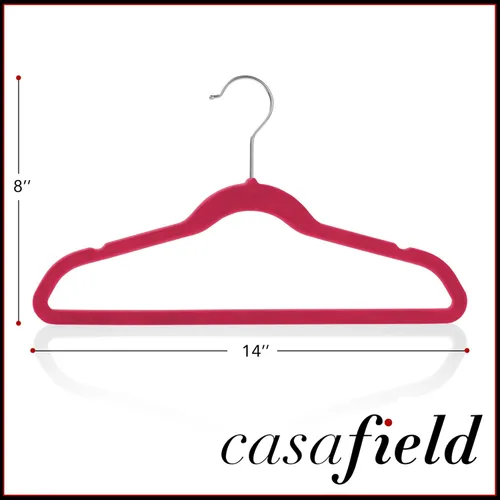 Miniatura 5 de Casafield 50 perchas de terciopelo para niños - Tamaño de 14 pulgadas para ropa de niños - Rosa