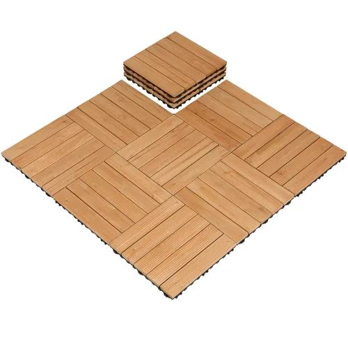 Miniatura 15 de Yaheetech 55 azulejos de terraza de patio entrelazados de madera compuesta de madera para cubierta de pisos de madera de 12 x 12 pulgadas, madera