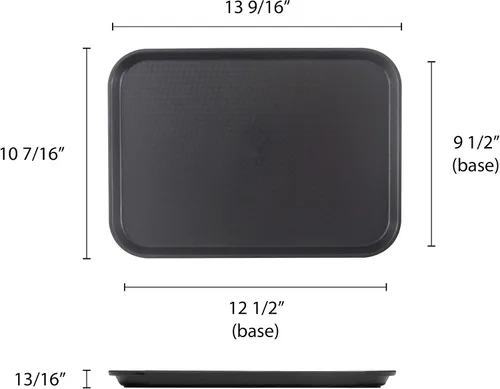 Miniatura 2 de Thunder Group Bandeja rectangular de plástico para comida rápida, 10-1/2 x 13-5/8 pulgadas, negro