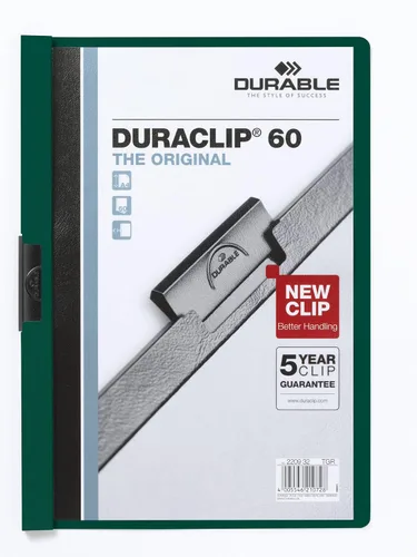 DURACLIP® 60 carpetas de clip A4 con capacidad para hasta 60 hojas de papel A4, clip de resorte de metal fuerte, paquete de 25 carpetas de color