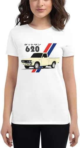 1972 Datsun 620 Vintage Japanese JDM Pickup Truck Camiseta de manga corta para mujer