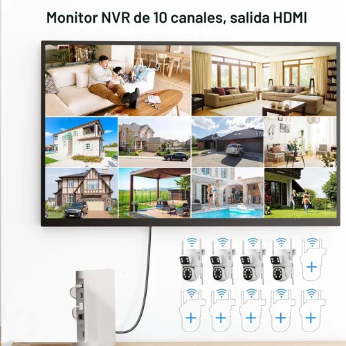 Miniatura 7 de Sistema de cámara de seguridad para el hogar de doble lente de 4 MP inalámbrico, cámaras de seguridad inalámbricas para exteriores 24/7, seguimiento