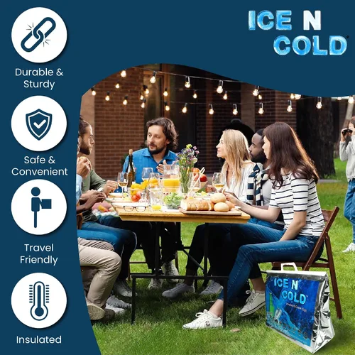 Miniatura 4 de ICE N COLD Bolsas de refrigeración aisladas para pícnic/compras (paquete de dos) para comestibles, camping, senderismo, playa, viajes, ligero
