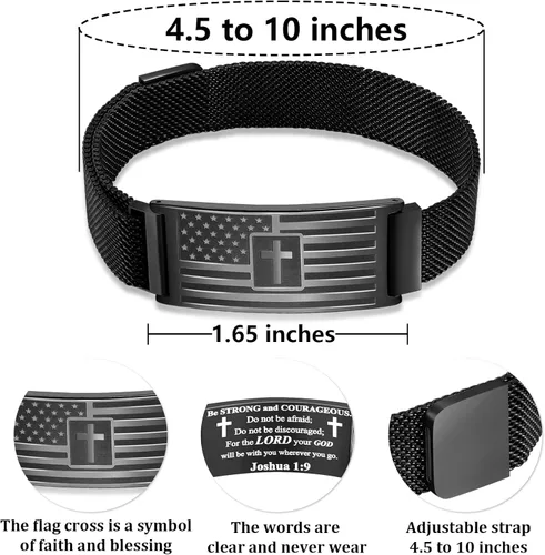 Miniatura 4 de DuoDiner Regalos de primera comunión, pulsera de cruz para niños y hombres, bandera estadounidense, versículo bíblico cristiano, regalos de joyería