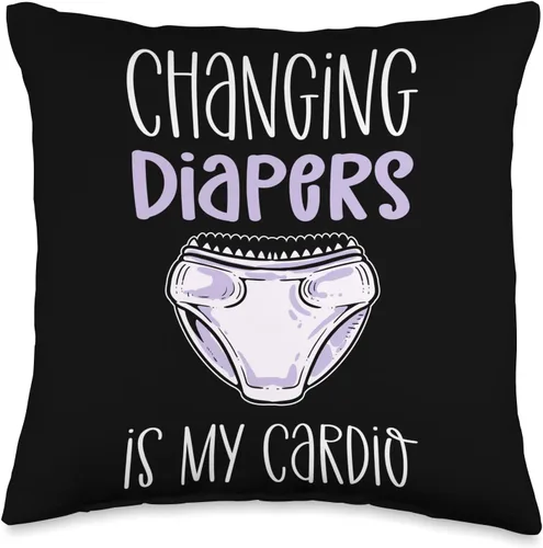 Daycare and Childcare Appreciation Gifts Changing Pañales is My Cardio. Almohada de proveedor de guardería, 16 x 16 pulgadas, multicolor