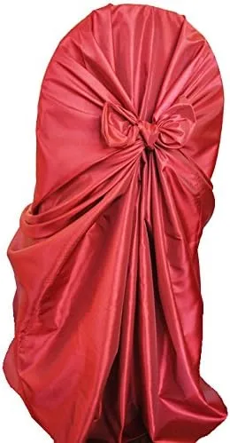 (2 fundas universales para sillas de tafetán/funda de silla con lazo para restaurante, boda, fiesta, banquete, eventos, color rojo manzana)