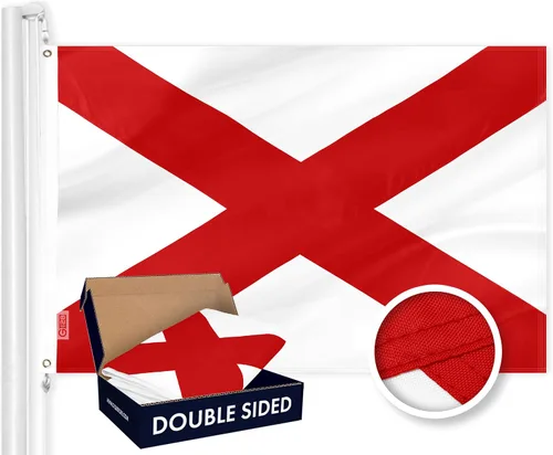 G128 Bandera del Estado de Alabama | 3 x 5 pies | Serie Double ToughWeave de doble cara con costura de 210D de poliéster | Rayas cosidas, para