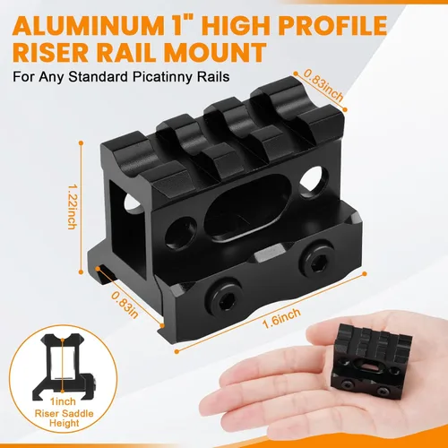 Miniatura 4 de Soporte elevador Picatinny de 3 ranuras, 1 pulgada de alto perfil Picatinny Riser Mount Short Pic Rails Accesorios para elevadores ópticos de puntos