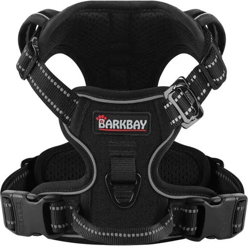 Miniatura 9 de BARKBAY Arnés para perro sin tirones para perros grandes, ajustable, reflectante, cómodo, sin estrangulamiento, resistente, perfecto para Negro