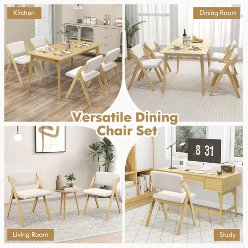 Miniatura 7 de GOFLAME Juego de 2 sillas de comedor plegables, sillas de cocina tapizadas con asiento y respaldo acolchados, sillas laterales modernas con patas