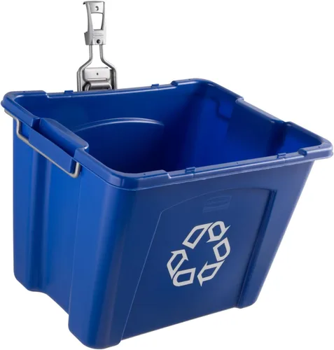 Rubbermaid Garage Fasttrack - Contenedor de reciclaje montado en la pared, soporta hasta 50 libras, color azul/níquel satinado para el hogar/garaje