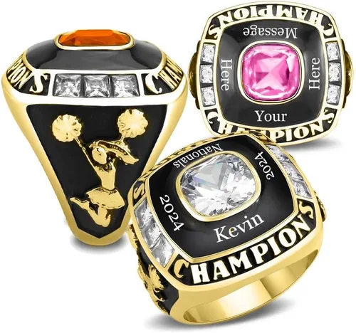 Miniatura 9 de Anillo de campeonato de acero inoxidable con texto y color personalizados - Trofeo, fútbol americano, béisbol, baloncesto, deportes electrónicos