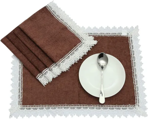 Miniatura 3 de rockcloud Camino de mesa de encaje de 15 x 75 pulgadas, bolsa de vajilla para decoración de banquetes de boda, Navidad, decoración de mesa de fiesta