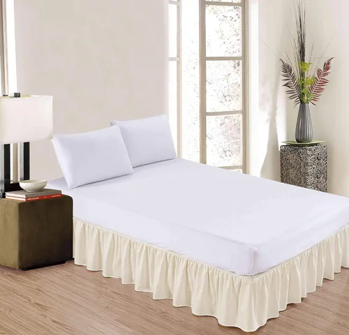 Miniatura 2 de Rodapié de tela de lujo de calidad de hotel para dormitorio, resistente al polvo, a las arrugas y a la decoloración, falda de cama de 14 pulgadas