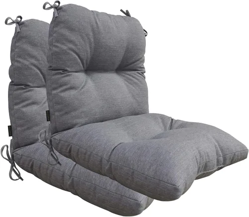 Miniatura 13 de Cojines para sillas de exterior, resistentes a la decoloración, cojín copetudo de repuesto para silla de comedor de patio, juego de 2, respaldo Negro