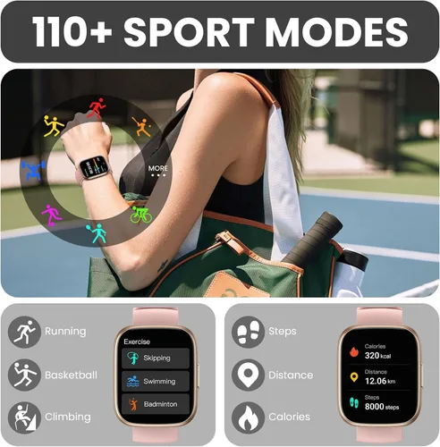 Miniatura 2 de Reloj inteligente para hombres y mujeres (respuesta/hacer llamadas), pantalla táctil de 1.95 pulgadas con monitor de frecuencia cardíaca/sueño