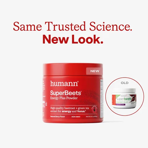 Miniatura 2 de Humann SuperBeets Energy Plus con extracto de semilla de uva, polvo de raíz de remolacha, extracto de té verde, cafeína, vitamina C, sin OMG, 5.87