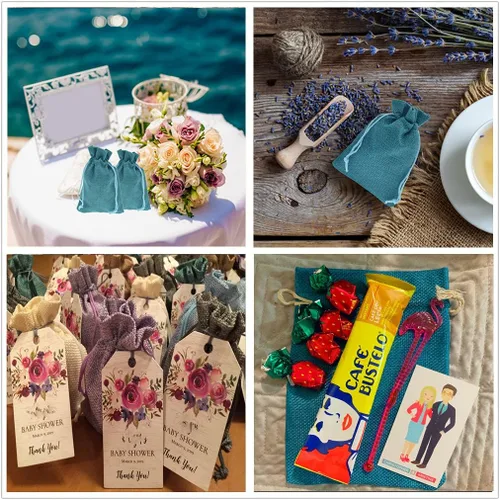 Miniatura 7 de 50 bolsas de arpillera con cordón, pequeñas bolsas de regalo de lino, bolsas de joyería de yute para recuerdos de boda, fiestas, manualidades