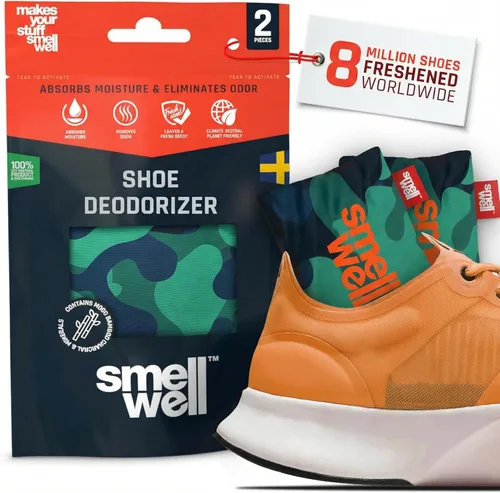 SmellWell - Insertos perfumados desodorantes para zapatos - Eliminadores de olores - Carbón de bambú activado + minerales - Refrescante natural para