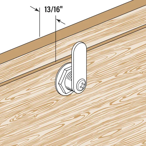 Miniatura 7 de Cerradura para cajón y gabinete Prime-Line Products U 9945, 1-1/8 pulgadas, fundida a presión, acero inoxidable, 13/16 pulgadas Máximo Panel Cromo