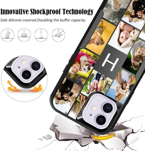 Miniatura 4 de Funda de fotos personalizada para iPhone 11 Apple Phone Plaid Collage - Imagen personalizada para hacer fotos en 3 híbridos gruesos resistentes