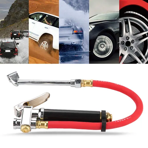 Miniatura 5 de Inflador de neumáticos, llenador de presión de coche de mano con doble medidor de mandril para vehículos, herramienta portátil para manguera