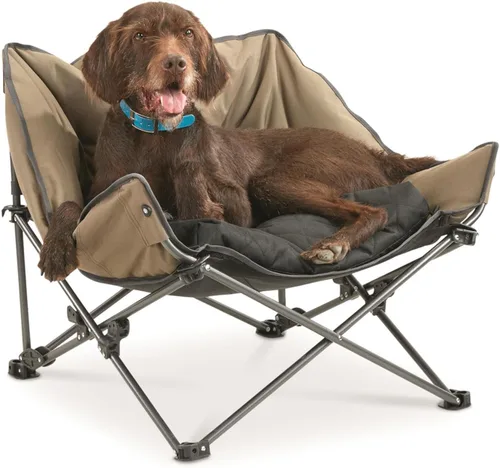 Guide Gear Cama portátil acolchada para mascotas; sofá elevado para perros al aire libre, cuna marrón