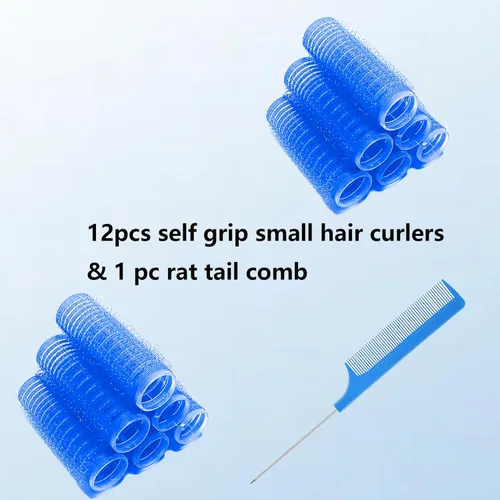 Miniatura 2 de 12PCS Self Grip Small Hair Curlers Set Heatless Roller Hair Curlers Pro Salon Hairdressing Curler DIY Hairstyle Hair Rollers Tools Rat Tail Comb for