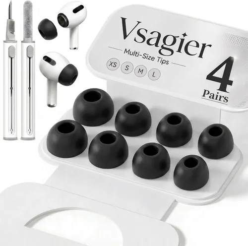 4 pares de puntas de repuesto para AirPods Pro y para Air Pods Pro 2 con orificio de reducción de ruido, almohadillas de silicona suave