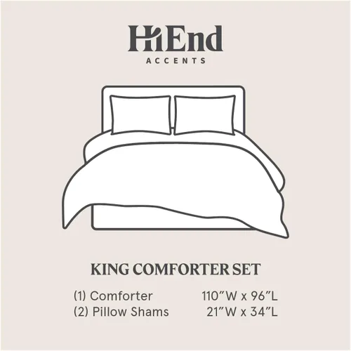 Miniatura 4 de HiEnd Accents Dalia - Juego de edredón de lino de 3 piezas, tamaño King, juego de ropa de cama floral azul claro, estampado botánico de flores