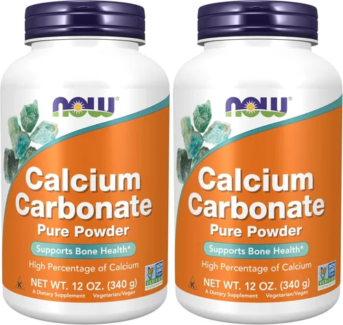 NOW Foods Suplementos, carbonato de calcio en polvo, alto porcentaje de calcio, apoya la salud ósea*, 12 onzas (paquete de 2)