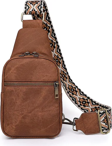 Long Keeper Bolso cruzado pequeño - Bolso cruzado de cuero vegano para mujeres y hombres, bolsa de pecho para teléfono, bolsa de viaje cruzada