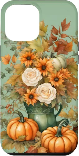 Miniatura 26 de Vintage Autumn Flower Fall Pumpkin Teal Case for iPhone 17