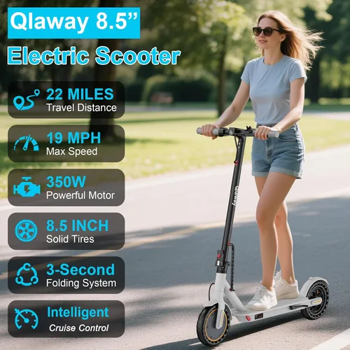 Miniatura 2 de Qlaway 10/8.5" E Scooter for Adults 19 MPH Sport Escooter 350W Motor, Electric Scooter 15-22 Miles Range, Bearing 265 LBS/APP Control