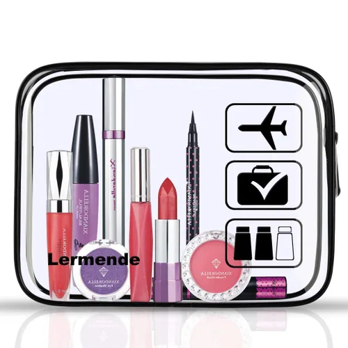 Miniatura 5 de Lermende - Bolsa de aseo, 2 unidades, transparente, aprobada por la TSA, bolsa de viaje de un cuarto, tamaño 3-1-1 Negro