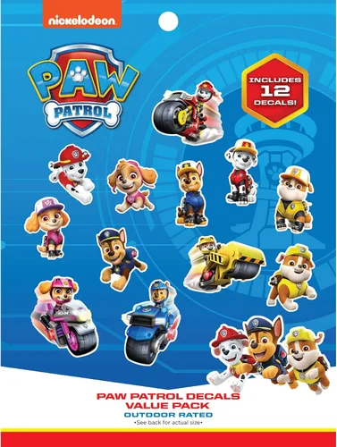 Paw Patrol - Juego de 12 calcomanías de Paw Patrol para niños y adultos, calcomanías de vinilo para laptop, vaso, botella de agua, vehículos,