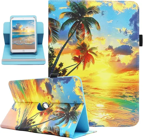 Miniatura 14 de Funda universal para tablet Android de 10 y 10.1 pulgadas, Dluggs de piel sintética con rotación de 360 grados, soporte multiángulo