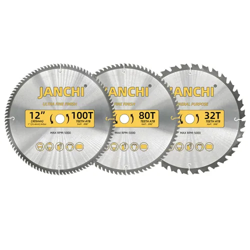 Miniatura 7 de Paquete de 3 hojas de sierra para carpintería de 4-1/2 pulgadas 24T, 30T y 40T con eje de 3/8 pulgadas, compatibles con sierra Dewalt, Craftsman