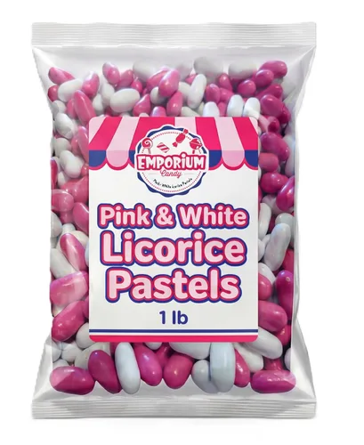 Miniatura 3 de Dulces de regaliz rosa y blanco – Bolsa fresca a granel de 1 libra de piezas de regaliz de concha de caramelo suave tamaño mordido