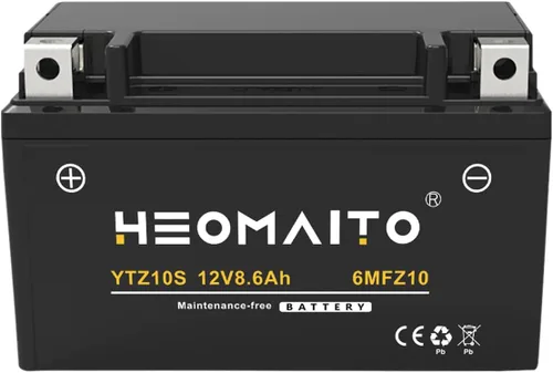 Batería YTZ10S-BS, 12V 8.6Ah, 10HR, 310 CCA, 6MFZ10 Batería recargable sin mantenimiento SLA AGM para motocicleta, 1 paquete