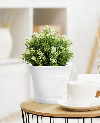 Miniatura 4 de homenote Macetas para plantas, 8 macetas de plástico de 7.5 pulgadas con múltiples agujeros de drenaje y bandeja, macetas para todas las flores