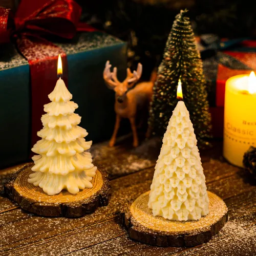 Miniatura 3 de Molde de vela de árbol de Navidad 3D, 2 moldes de silicona para hacer velas, molde de fabricación de velas hecho a mano de Navidad, molde de resina
