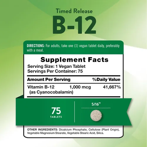 Miniatura 2 de Nature's Truth Vitamina B12 1000 mcg 75 tabletas de liberación temporal Suplemento vegano, sin OMG y sin gluten