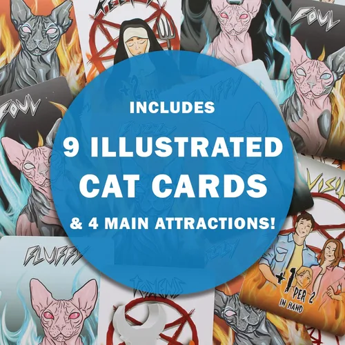 Miniatura 2 de SATANIMALS: Paquete de expansión Littergy Juego de cartas Construye el mejor zoológico de mascotas demoníacas Gatos sin pelo Perfecto