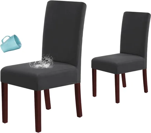 Miniatura 10 de H.VERSAILTEX Juego de 2 fundas 100% impermeables para sillas de comedor, fundas elásticas para sillas de comedor, fundas protectoras para sillas